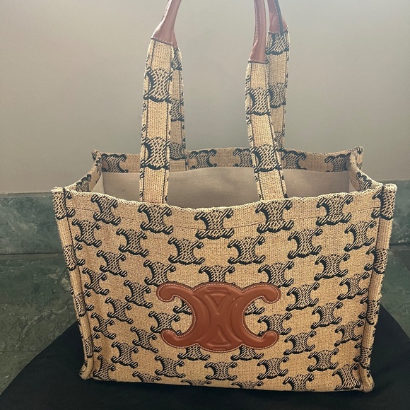 CELINE large Cabas Thais Textile with Triomphe Color Camel - Picture 2 of 12